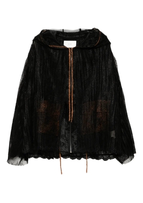 Quetsche layered lace hooded jacket - Black