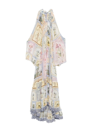 Camilla floral-print tiered midi dress - Neutrals