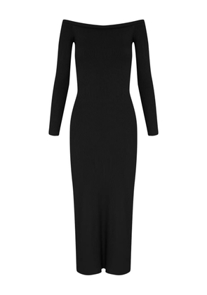 Gloria Coelho off-shoulder ribbed midi dress - Black