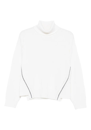 ALPHA STUDIO contrast-stitching turtleneck sweater - White