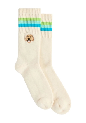 Sundek x Pelo Foundation striped dog-embroidered socks - Neutrals