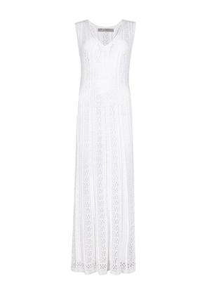 D.Exterior knitted sleeveless maxi dress - White