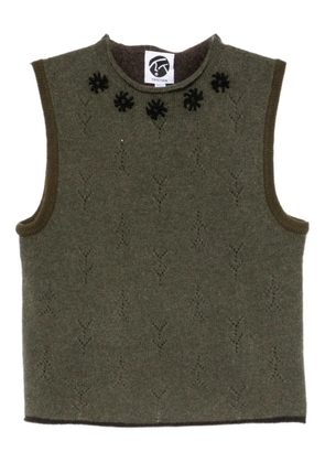 YANYAN KNITS floral-embroidered vest - Green