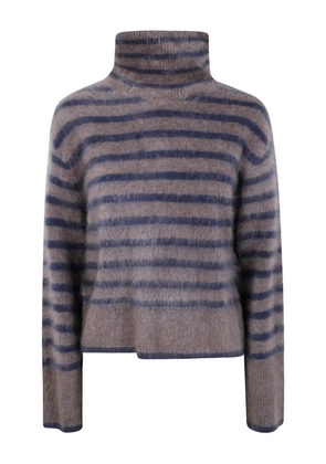 Lisa Yang The Floren brushed striped turtleneck sweater - Brown