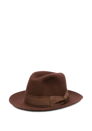 Borsalino Hut stitched-ribbon fedora hat - Brown