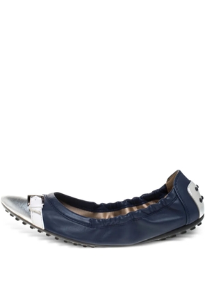 Tod's Vintage metallic effect-toe ballet flats - Blue