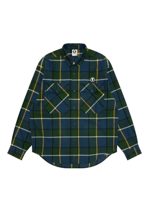 AAPE BY *A BATHING APE® plaid logo-patch shirt - Blue