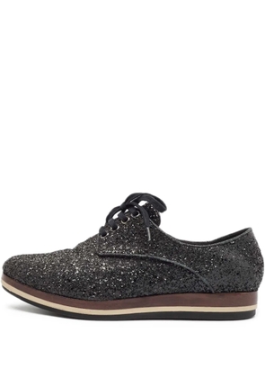 Miu Miu Pre-Owned glitter-embellished lace-up shoes - Black