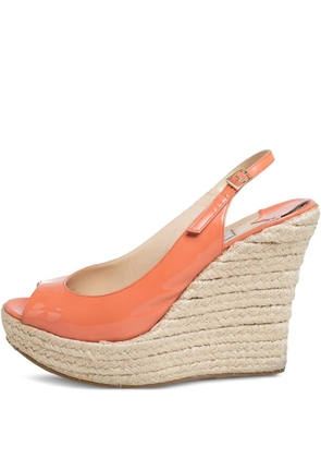 Jimmy Choo Pre-Owned leather wedge sandals - Orange