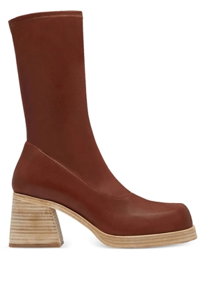 Miista 70mm Elke stretch leather block-heel boots - Brown