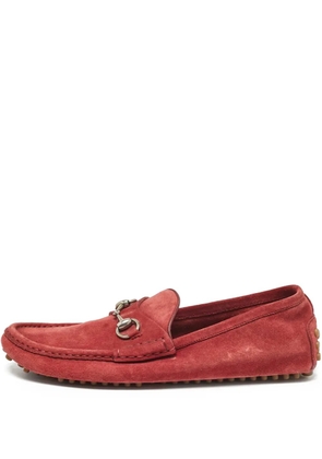 Gucci Pre-Owned Horsebit suede loafers - Red