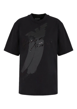 Emporio Armani eagle-logo sequin-embellished T-shirt - Black
