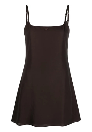 Courrèges logo-embroidered slip minidress - Brown