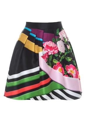 Mary Katrantzou floral striped pleated skirt - Black