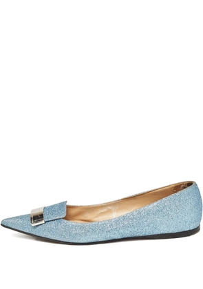 Sergio Rossi Vintage glittered pointed-toe flat pumps - Blue