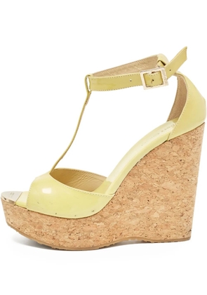 Jimmy Choo Pre-Owned 130mm patent wedged sandals - Green