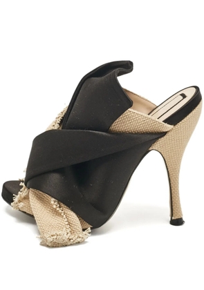 Nº21 pre-owned 100mm frayed cross-strap sandals - Black