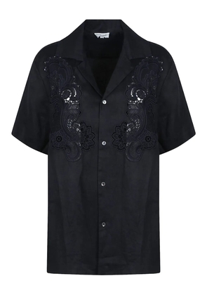 P.A.R.O.S.H. lace-panel linen shirt - Black