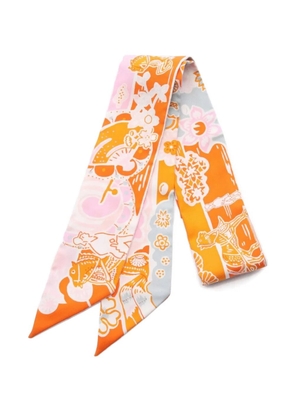 Hermès Pre-Owned 2021 Bingata ribbon silk scarf - Orange