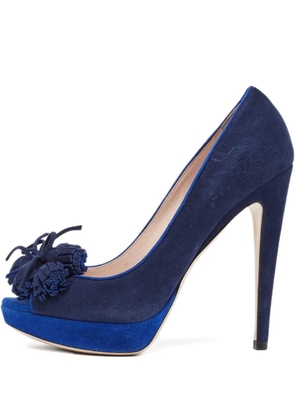 Miu Miu Pre-Owned 130mm platform tassel-embellished pumps - Blue