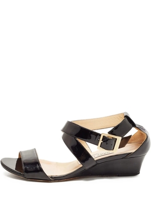 Jimmy Choo Pre-Owned 80mm leather wedge sandals - Black