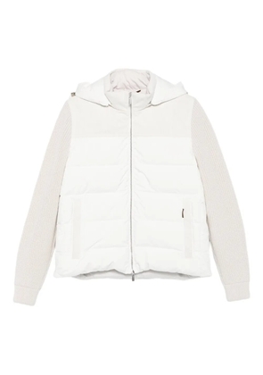 Moorer quilted knitted-sleeve jacket - White