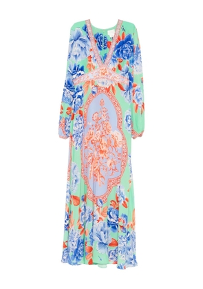Camilla v-neck floral-print maxi dress - Blue