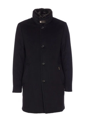 Moorer fur-trimmed buttoned coat - Black
