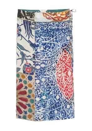 TALKING WALLS patchwork-print midi skirt - Blue
