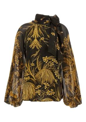 F.R.S For Restless Sleepers floral-print tie-neck blouse - Black