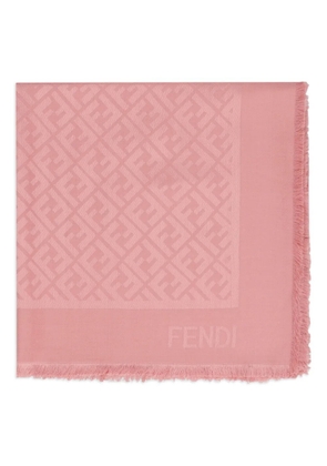 FENDI logo-pattern frayed-edge shawl - Pink