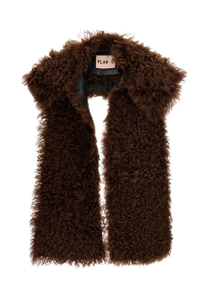 Plan C tobacco velour shearling stole - Brown