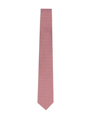 Ferragamo Gancini-print silk tie - Red