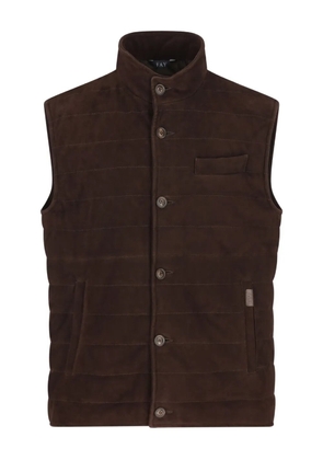 Fay logo-patch suede gilet - Brown
