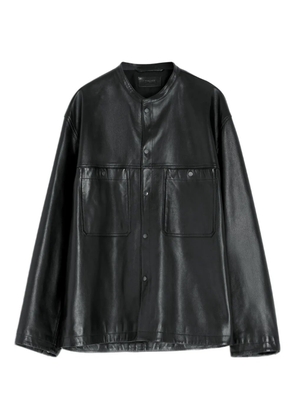 LEMAIRE snap-closure patch-pocket leather overshirt - Black