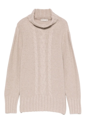 Intrecci cable-knit roll-neck sweater - Neutrals