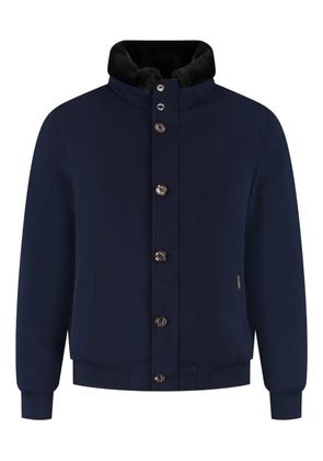 Moorer buttoned fur-collar jacket - Blue