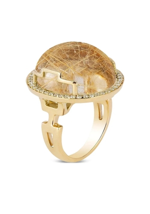 Goshwara 18K yellow gold quartz and diamonds ring