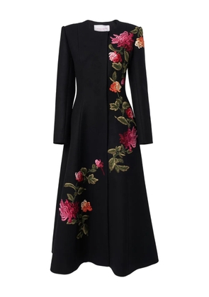 Carolina Herrera chrysanthemum-embroidered a-line coat - Black