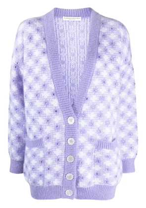 Alessandra Rich vichy-intarsia crystal-embellished cardigan - White