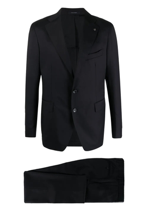 Tagliatore logo-plaque virgin-wool single breasted blazer - Blue