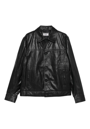 Pence button-fastening leather jacket - Black