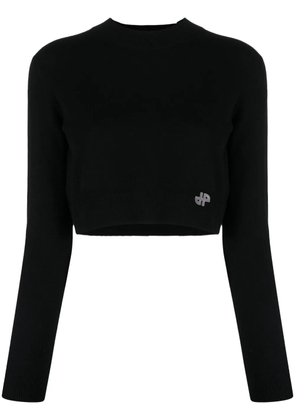 Patou logo patch cropped jumper - Black