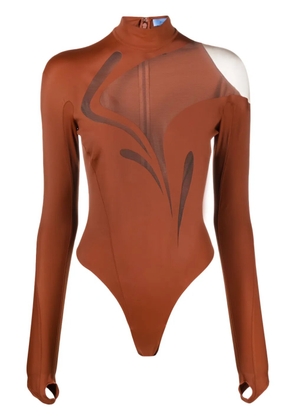 Mugler illusion mesh-panelled bodysuit - Brown