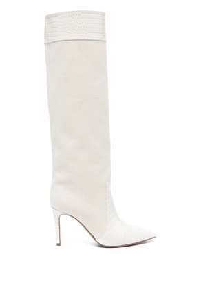 Paris Texas 85mm croc-embossed panels boots - Neutrals
