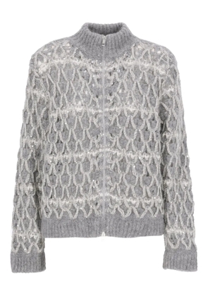 PANICALE sequinned zip cardigan - Grey
