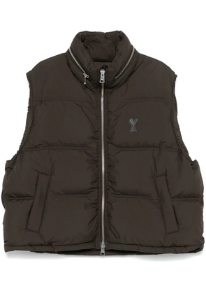 AMI Paris Ami de Coeur down puffer gilet - Brown