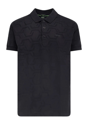 BOSS geometric-pattern three-button polo shirt - Black