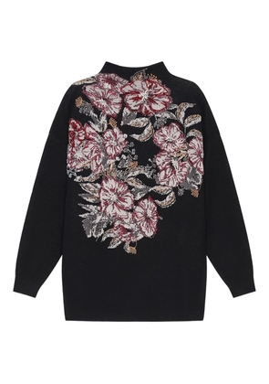 MALIPARMI floral-embroidered high-neck sweater - Black