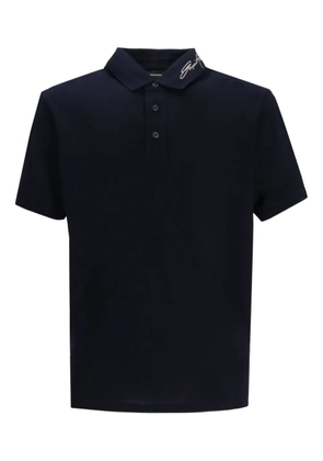 Emporio Armani embroidered-signature polo shirt - Blue